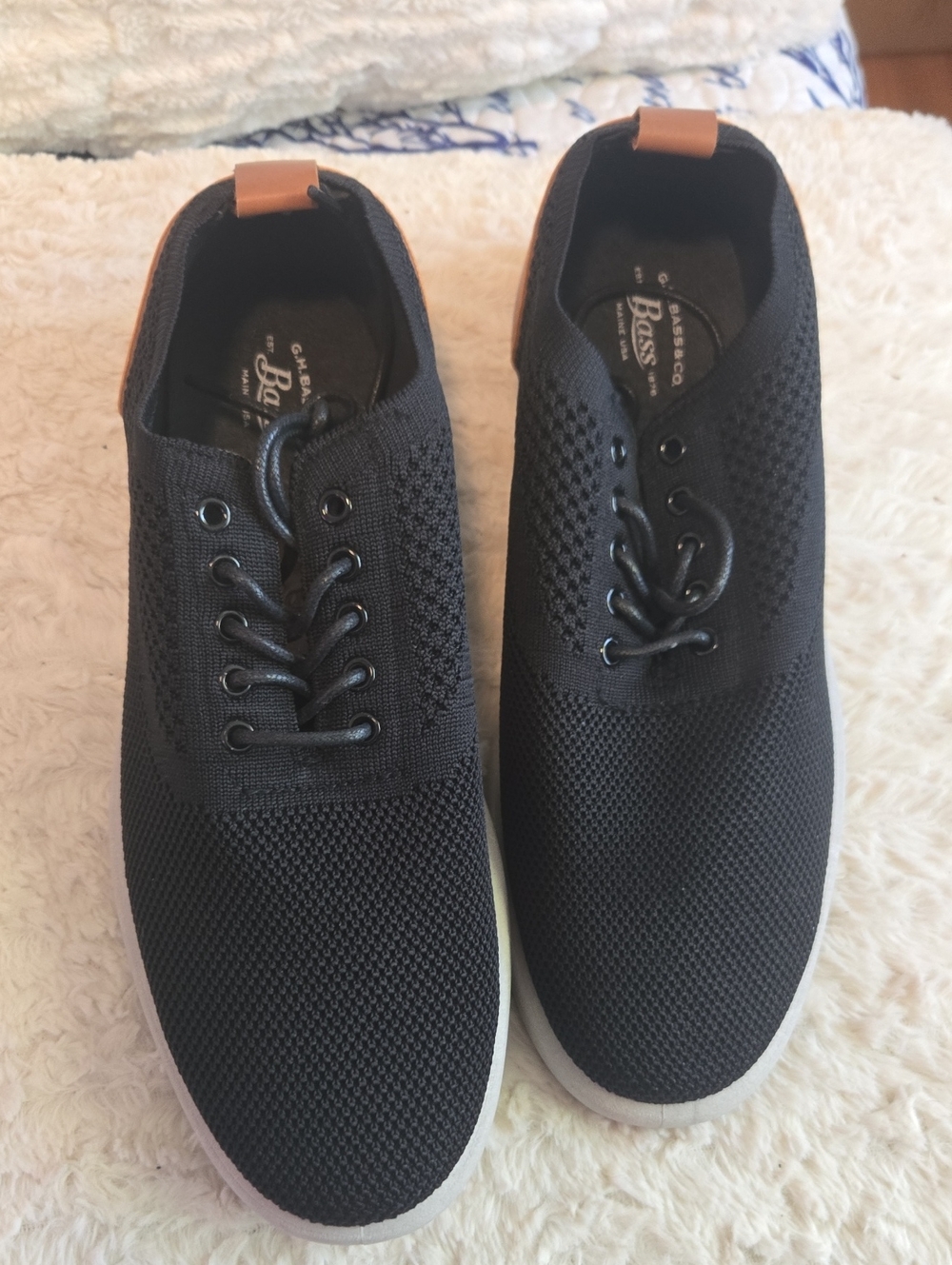 BASS Black Knit Lace-Up Men's Sneakers